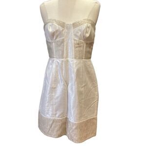 Phoebe Couture Strapless Metallic Dress Sz 8 Silk Blend